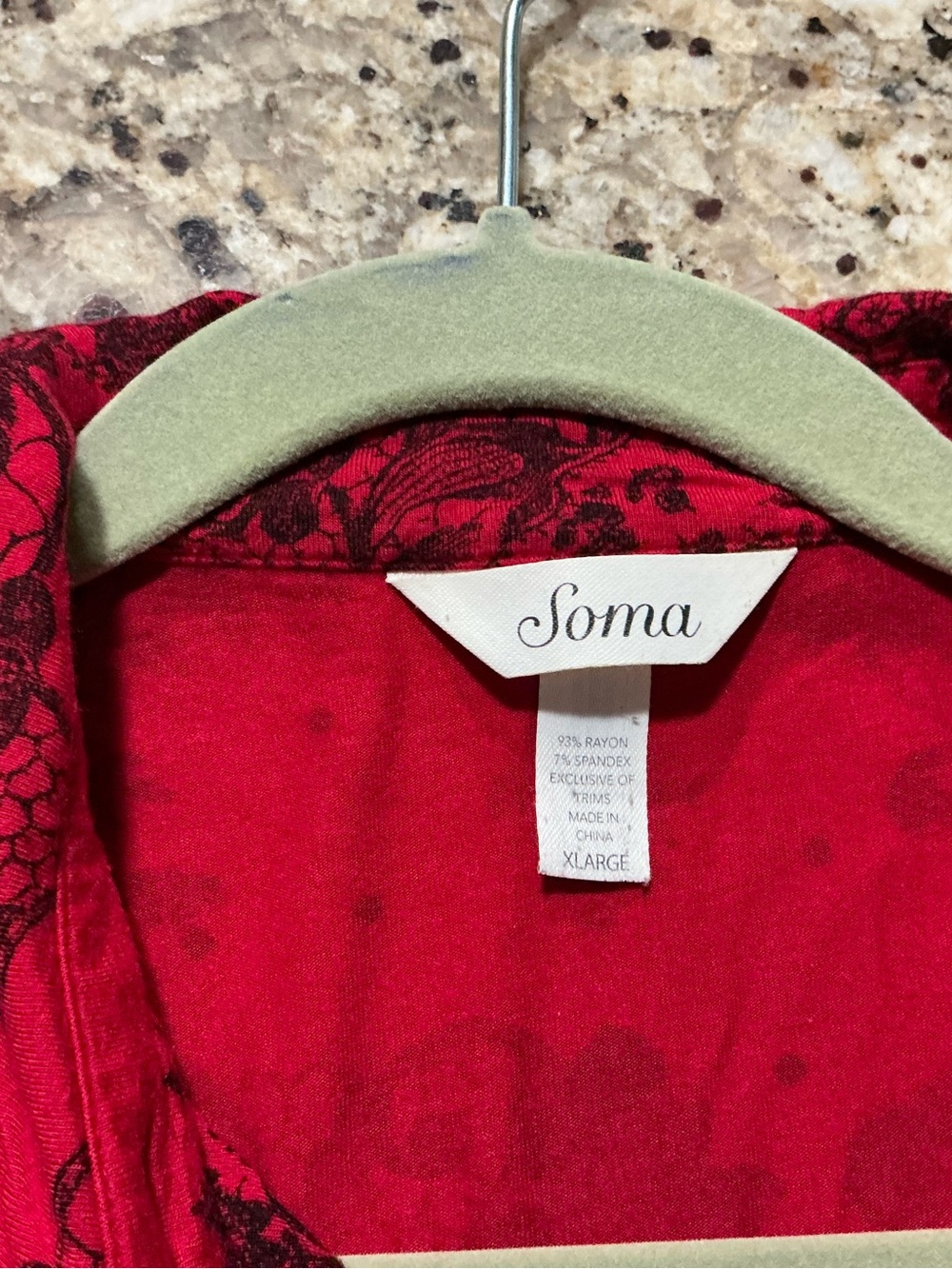 Soma Red and Black Printed Button-Front Pajama Top EUC - Picture 2 of 6
